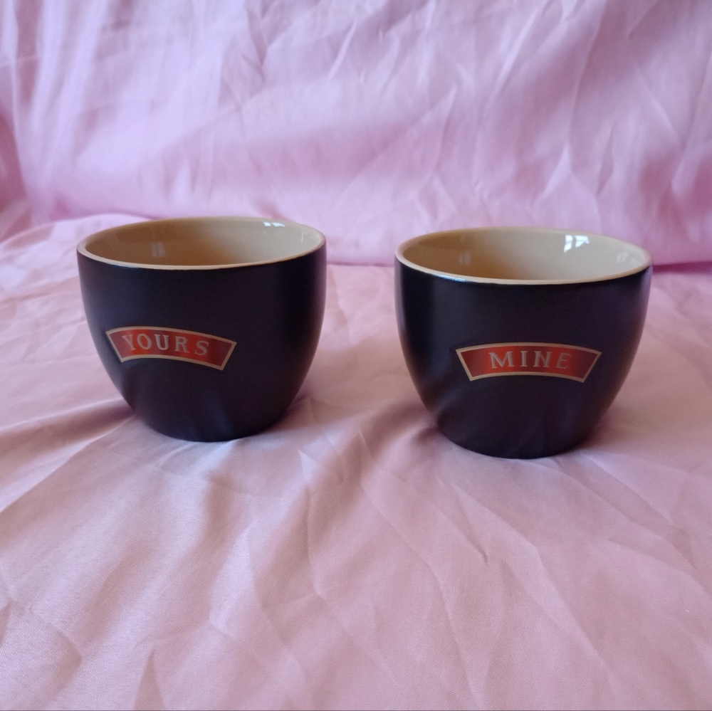 Vintage Bailey's Ceramic Cups: 1990s 'Mine Yours' Set